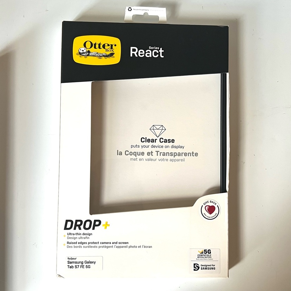 Otterbox React Ultra-Thin Case for the Samsung Galaxy Tab S7 FE 5G Clear / Black
